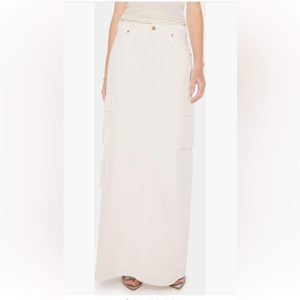 MOTHER Fun Dip Denim Cargo Maxi Skirt White Size 28 (Fits 6) NWT - Picture 12 of 16